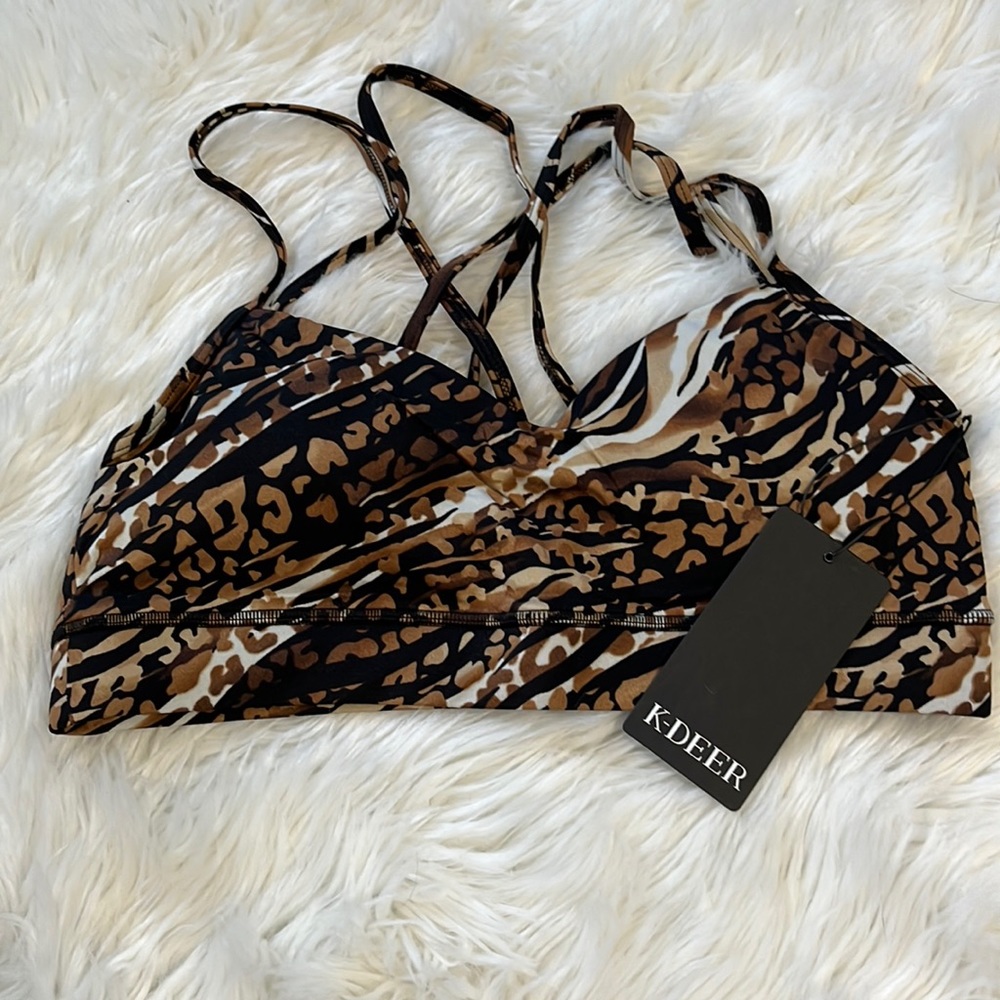 K-Deer Leopard Crisscross Back Bra